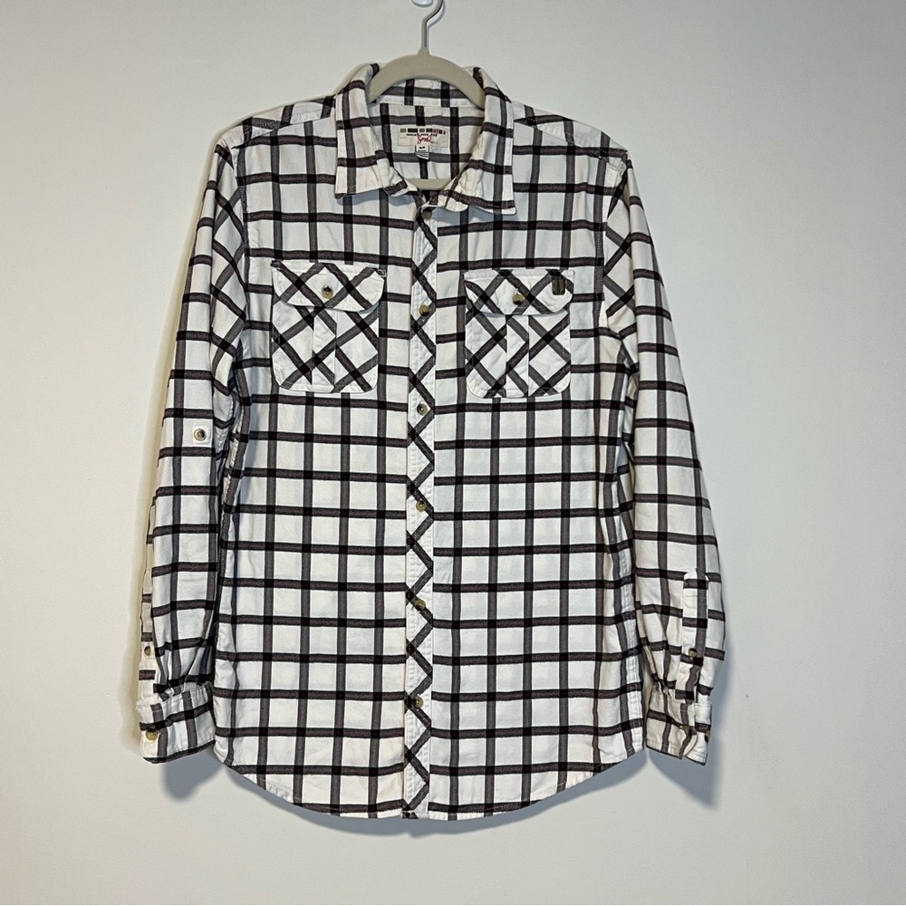 Triple Five Soul Cream,Black,Red Plaid Shirt small